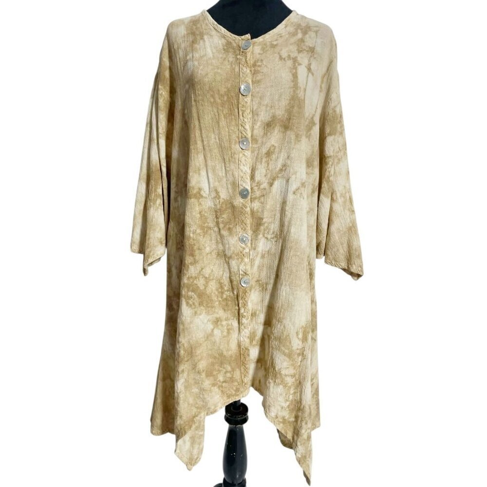 Oh My Gauze! Size 2  Top Blouse Tunic Dress Lagenlook Boho Acid Wash